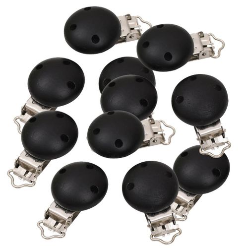 15Pcs Wooden Suspender Pacifier Holder Clips For Black