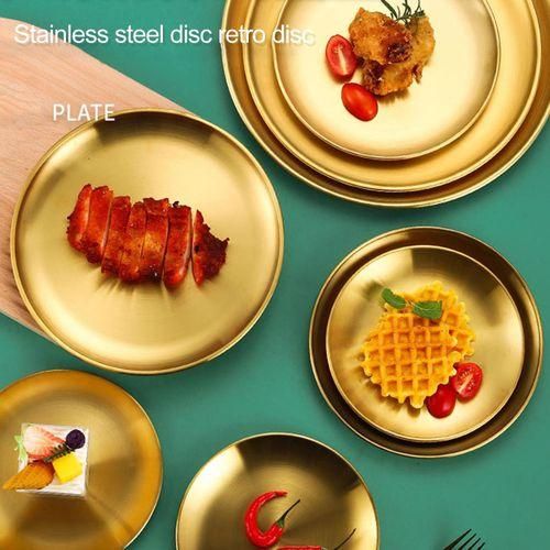 Stainless Steel Dinner Plate Stainless Steel Round Serving for Home B