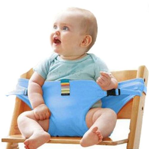 Portable Baby Chair Infant Seat Product Dining Lunch Chair Seat Safety Belt Feeding High Harness New,Sky Blue NO5112
