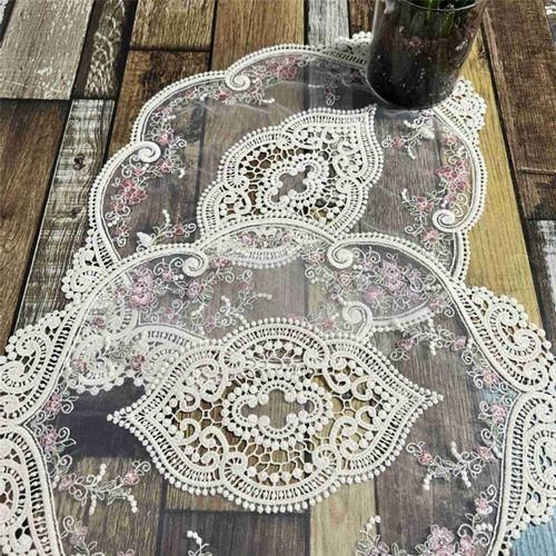 915 Generation 2Pcs Vintage Oval  Table Pmats Exquisite Flower Embroidered Doilies Vase Mat 122 X 169 Inch