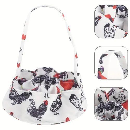 Canvass Eggs Collecting Basket With 7 Pockets MultiPurpose