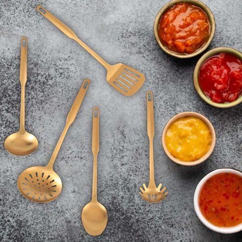 915 Generation Stainless Steel Kitchen Utensils 5Piece Cooking Trowel Set Kitchen Tool Set Gold