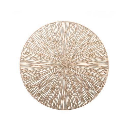 915 Generation 1PCS Round Pmats Restaurant Hollow PVC Decoration Meal Mat AntiHot Dining Table Line Mat Steak Plate Pad Golden