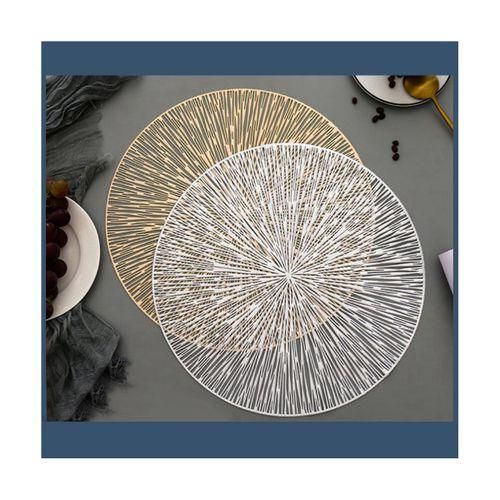 915 Generation 1PCS Round Pmats Restaurant Hollow PVC Decoration Meal Mat AntiHot Dining Table Line Mat Steak Plate Pad Golden