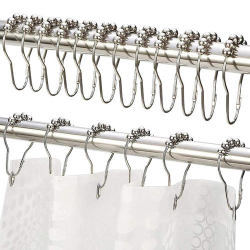 24pcs Iron Shower Curtain Hooks Rings For Bathroom