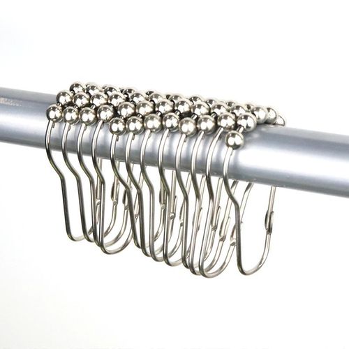 24pcs Iron Shower Curtain Hooks Rings For Bathroom