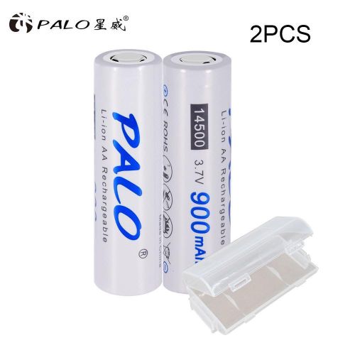 PALO 14500 900mAh 3.7V Li-ion Rechargeable Batteries AA Battery Lithium Cell for Led Flashlight Hea More