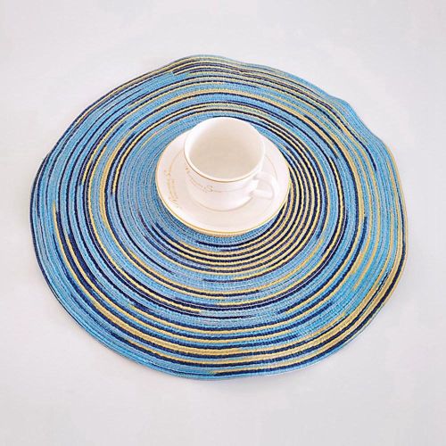 915 Generation 4PCS Placemats Satin Dyed Multi-Color Dining Table Mats(Blue