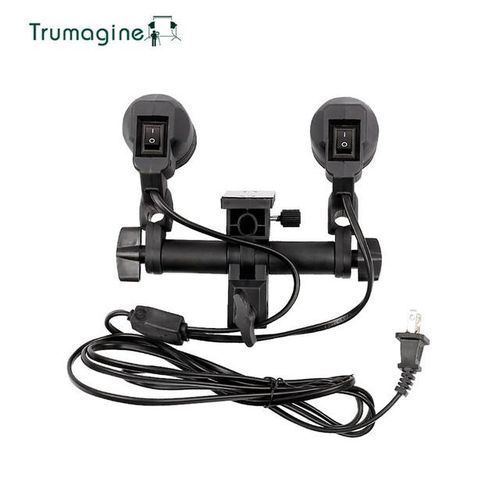 Trumagine Double Head Photography Studio Light Fitting Photo Lighting E27 Socket Bulb Holder Flash Umbrella Bracket Eu Us Plug