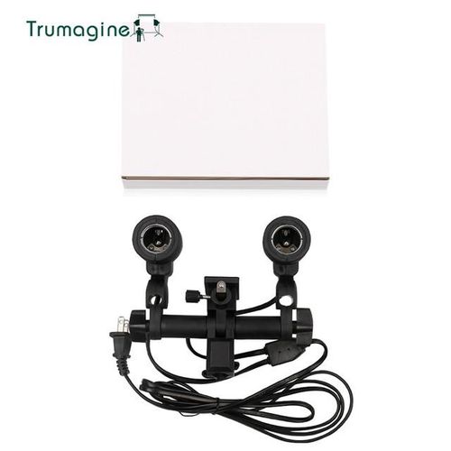 Trumagine Double Head Photography Studio Light Fitting Photo Lighting E27 Socket Bulb Holder Flash Umbrella Bracket Eu Us Plug
