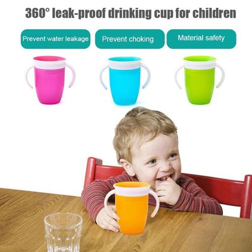 Toddler Sippy Water Cup with Handles 360 Degrees Spill-Proof Leak-Proof Break-Proof Kids Slow Drinking Trainer Smart Cup New NO5147