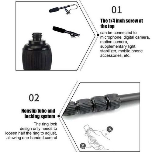 Handheld Microphone Boom Arm Portable Soft Foam Handle Aluminium Alloy Microphone Stand Holder Boompole Mic Extension Arm