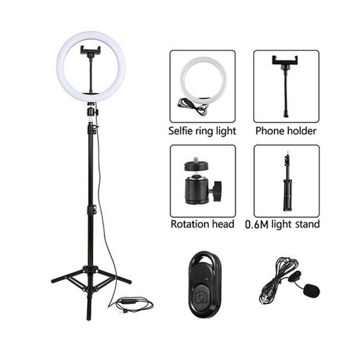 Selfie Ring Led Lamp Photographic Lighting With Metal Photography Tripod Stand Phone Holder Adjustable For Youtube Tiktok Video