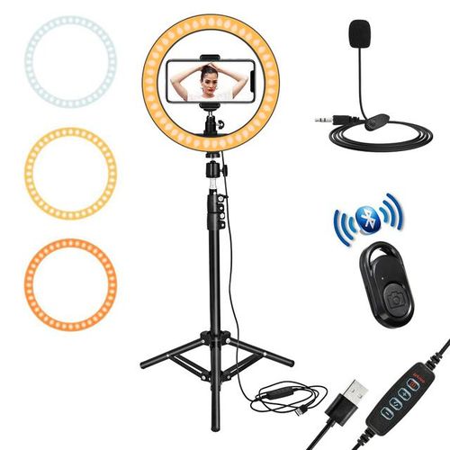 Selfie Ring Led Lamp Photographic Lighting With Metal Photography Tripod Stand Phone Holder Adjustable For Youtube Tiktok Video