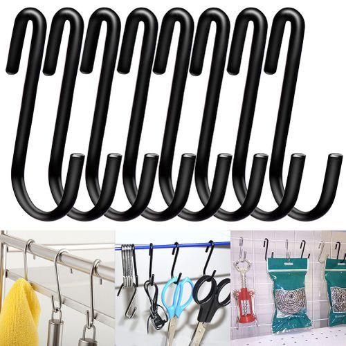 48Pcs Sshaped Stainless Steel Hanging Hooks Kitchen Bathroom Hangers HolderBlack