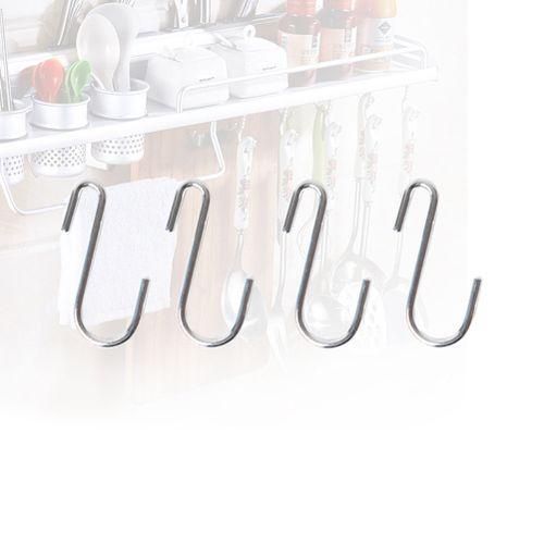 48Pcs Sshaped Stainless Steel Hanging Hooks Kitchen Bathroom Hangers HolderBlack