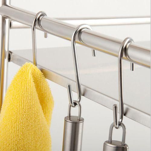 48Pcs Sshaped Stainless Steel Hanging Hooks Kitchen Bathroom Hangers HolderBlack