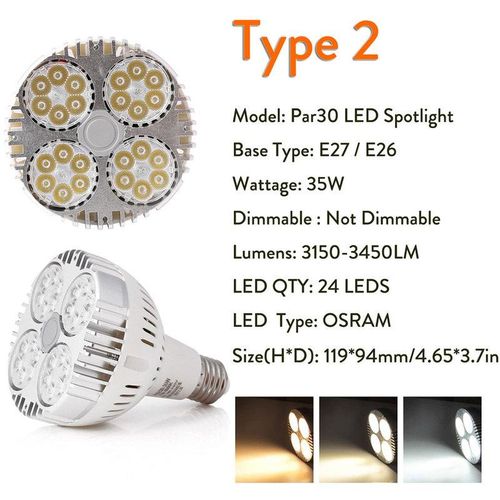 35W 45W PAR30 LED PAR Outdoor Bulb E27 110V 4500K Neutral White Spot 2835SMD Bright Spotlights For Home Decorative Indoor