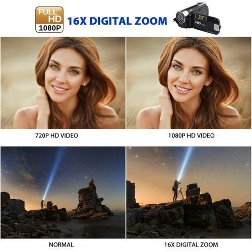 1080P HD 16X Digital Zoom 16.0 MP Digital Video Camera Recorder With 2.7 Inch LCD Screen  Black