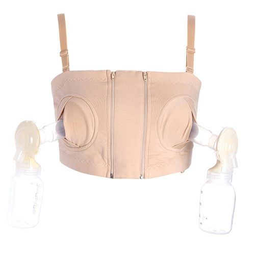 Women Hand-free Wire-free Pumping Nursing Bra Adjustable Breastfeeding Bra with Zip New,M NO5112