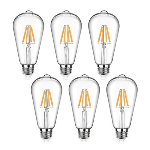 6PCS LED ST64 2W 4W 6W 8W DC 220V 110V Dimmable Gold Filament Bulb E27 B22 Vintage Edison Lamp Retro Gold Glass Appearance