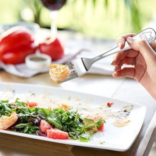 12Pieces Kids Silverware Set Children's Safe Stainless Steel Utensil Little Bear Kids Cutlery Set Metal Toddler Utensils