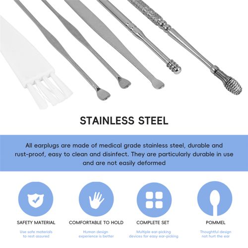 6Pcs Ear Pick Cleaning Set Health Care Tool Ear Wax Remover