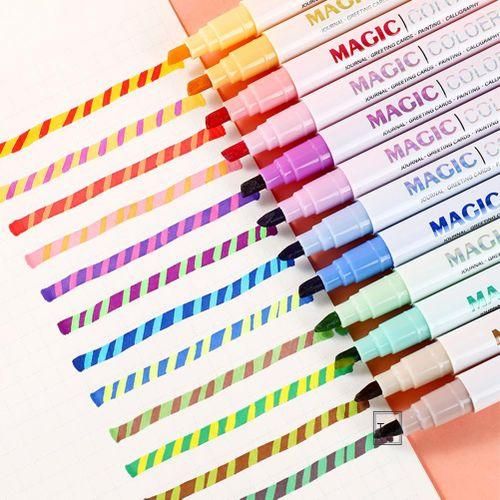 6pcs12pcs Double Head Color Changing Highlighter Smoothing