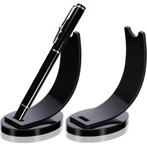 2 Pieces Acrylic Electronic Pen Holder Pen Display Stand Pencil Display Holder Fountain Pen Ballpoint Pen Display Rack for Home School Office or Store Use  Black