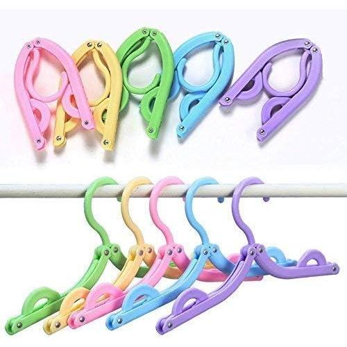 10pcs Colorful Travel Hangers. Portable Folding Clothes Hangers.Telescopic Travel Magic Portable Drying Rack for Travel