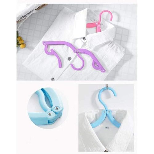 10pcs Colorful Travel Hangers. Portable Folding Clothes Hangers.Telescopic Travel Magic Portable Drying Rack for Travel