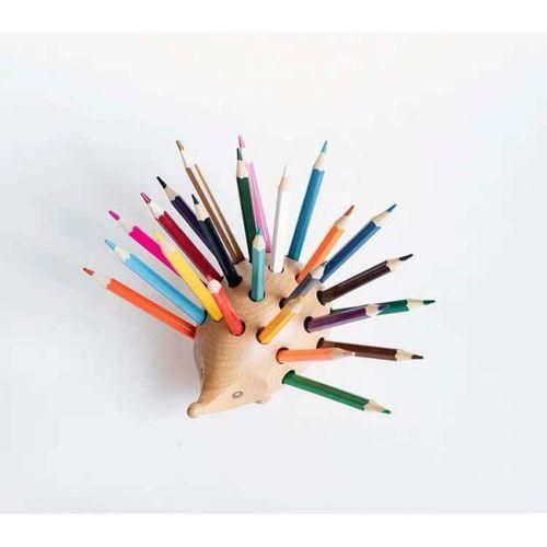 Hedgehog Wooden Pen Cup Pencil Holder for Desk Decor Organizer Creative Home Tabletop Ornament Lovely Gift Wooden Storage  Hedgehog