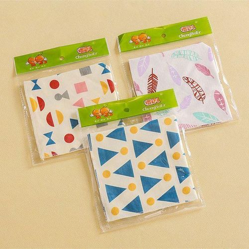 Baby Cotton Triangle Towel Double-layer Printing  on Buckle Towel-geometry