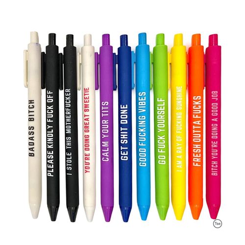 11PCS Ballpoint Pen Black Ink Pens With Funny Sayings