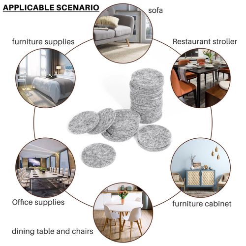 915 Generation 50Pcs Round Shaped Table Chair Furniture Leg Felt Mat Pad Gray