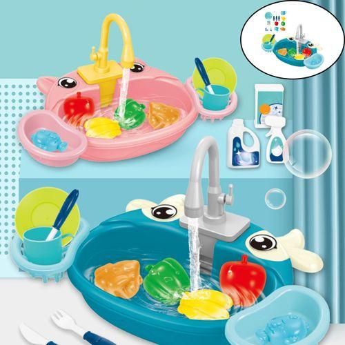 Kitchen Sink Toys Accessories Cleaning With Running Water Blue Calf