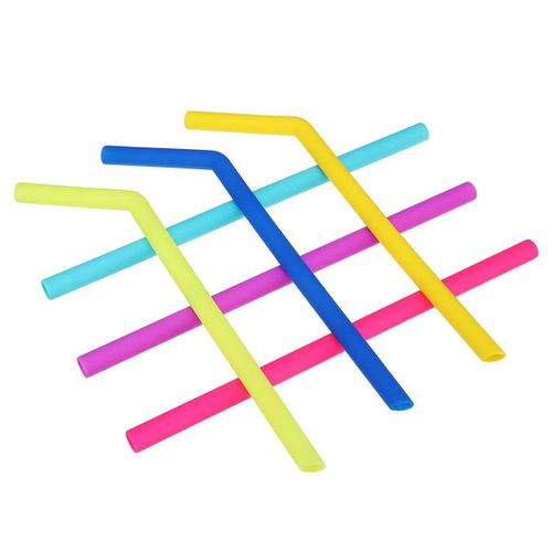 6x Reusable Food Grade Silicone Drinking Straight/Bent Straw Straws FREE Brushes