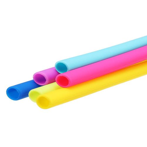 6x Reusable Food Grade Silicone Drinking Straight/Bent Straw Straws FREE Brushes