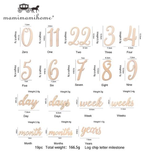 Mamimami Home Wooden Baby Milestone Card For Newborn Photography Engraved Age Wood Month Sticker 1 Pc