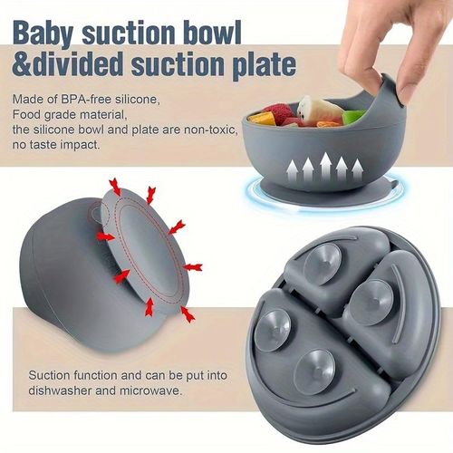 8-Piece Silicone Baby Led Feeding Set, Suction Plates, Soft Bowl, Utensils & Bib For Self-Feeding