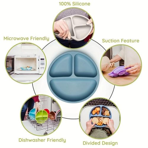 8-Piece Silicone Baby Led Feeding Set, Suction Plates, Soft Bowl, Utensils & Bib For Self-Feeding