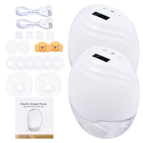 2pcs Electric Breast Pump Manual Milk Pump Lightweight IP21 Waterproof Food-grade Material with LED Display 8 Adjustable Suction Levels