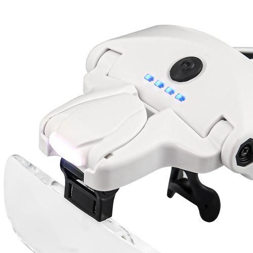 LED Illuminated Headband Magnifier 5 Detachable Lens