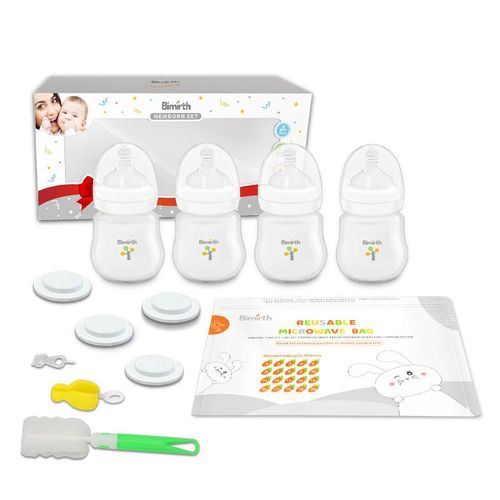 Bimirth White Infant 180ml Wide Mouth 6oz All in One Baby Feeding Bottle 12pcs Gift Set