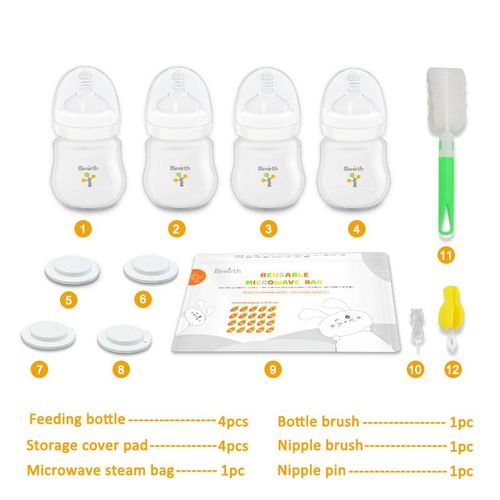 Bimirth White Infant 180ml Wide Mouth 6oz All in One Baby Feeding Bottle 12pcs Gift Set