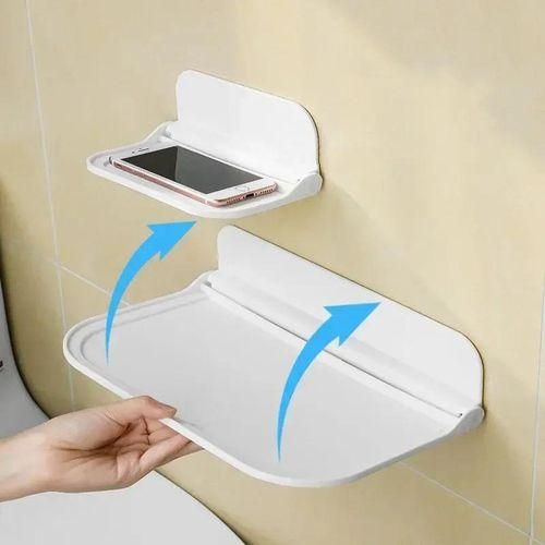 Foldable Storage Rack PunchFree Phone Holder Wifi Router Storage Tray Bathroom Organizer
