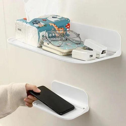 Foldable Storage Rack PunchFree Phone Holder Wifi Router Storage Tray Bathroom Organizer