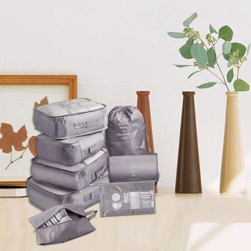8 Pieces Portable Packing Cubes Clothes Sorting Gray