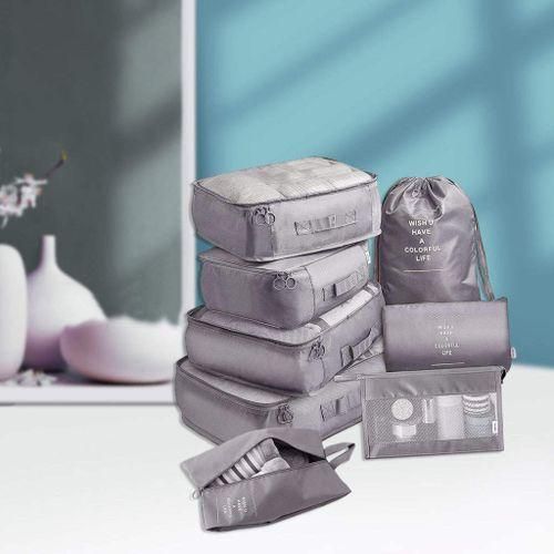 8 Pieces Portable Packing Cubes Clothes Sorting Gray