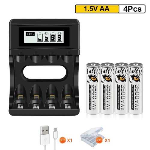 PALO 1.5V AAA Rechargeable Li-Ion Battery AAA 3A Bateria for Clock Computer Motherboard+1.5V AAA AA Li-Ion Battery Charger More
